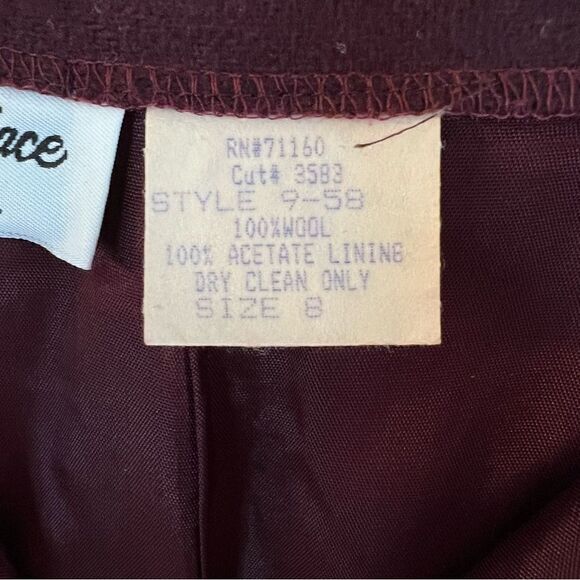 Vintage wool pants women Camdan Place size 8 burgundy pleated front career lined - Picture 5 of 7